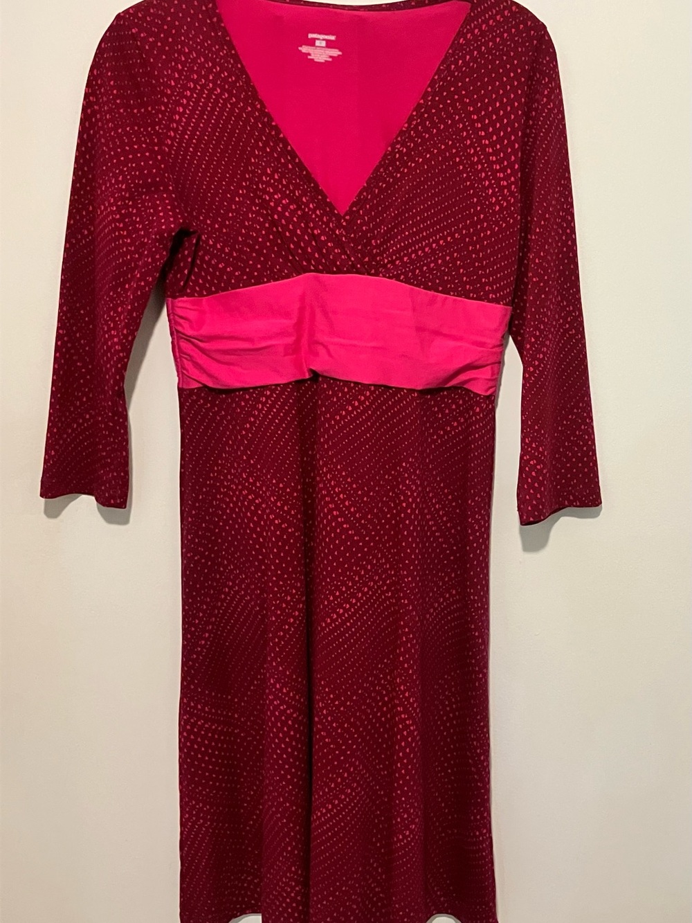 Patagonia Deep Red Dress with Hot Pink Waistband